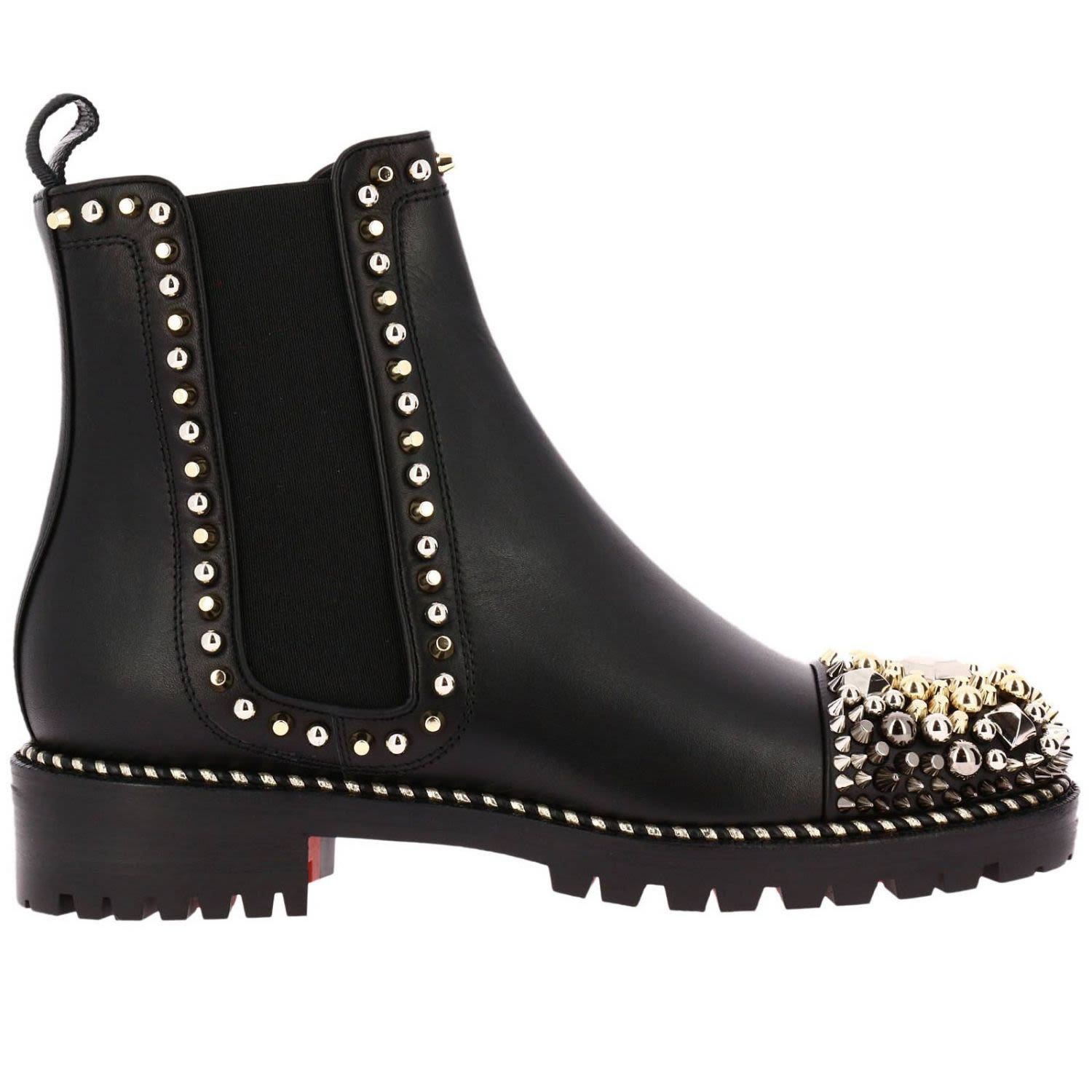 CHRISTIAN LOUBOUTIN CHASSE A CLOU STUDDED CAP TOE CHELSEA BOOTIES ...