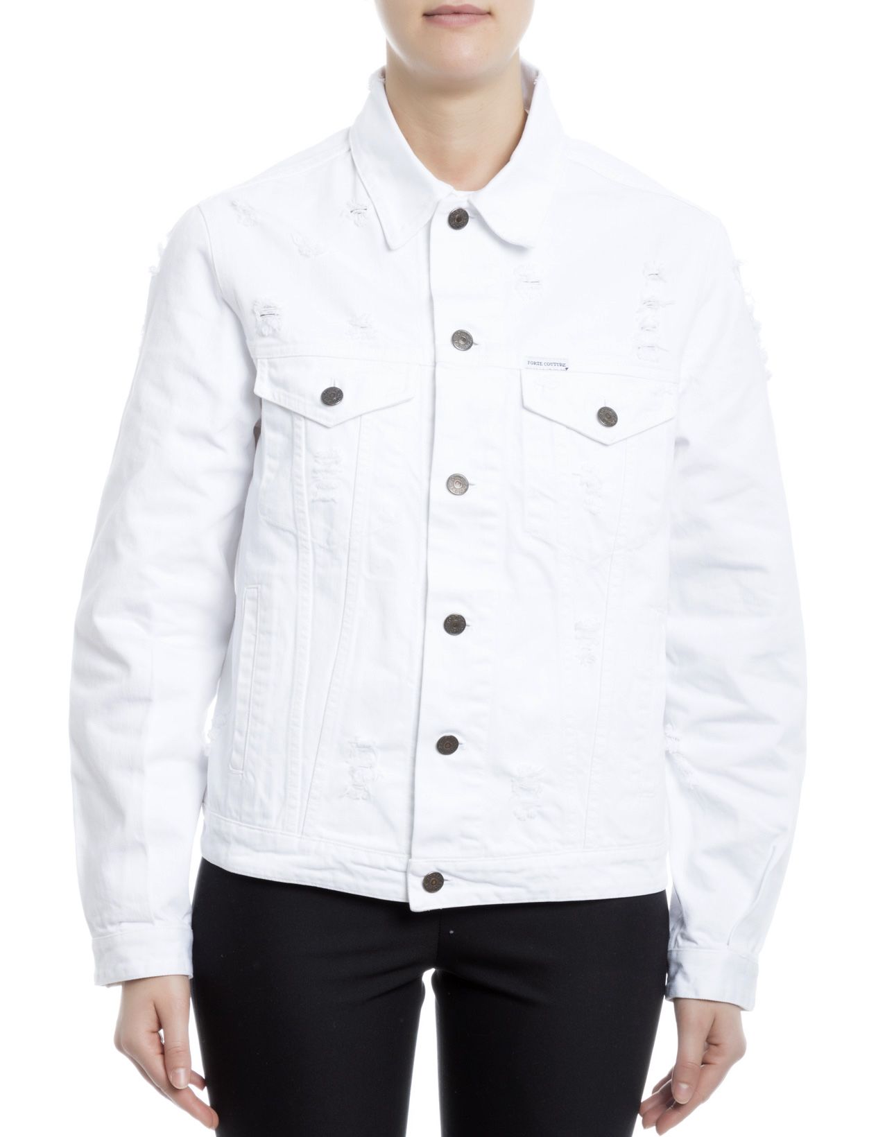 Forte Couture White Cotton Jacket ModeSens