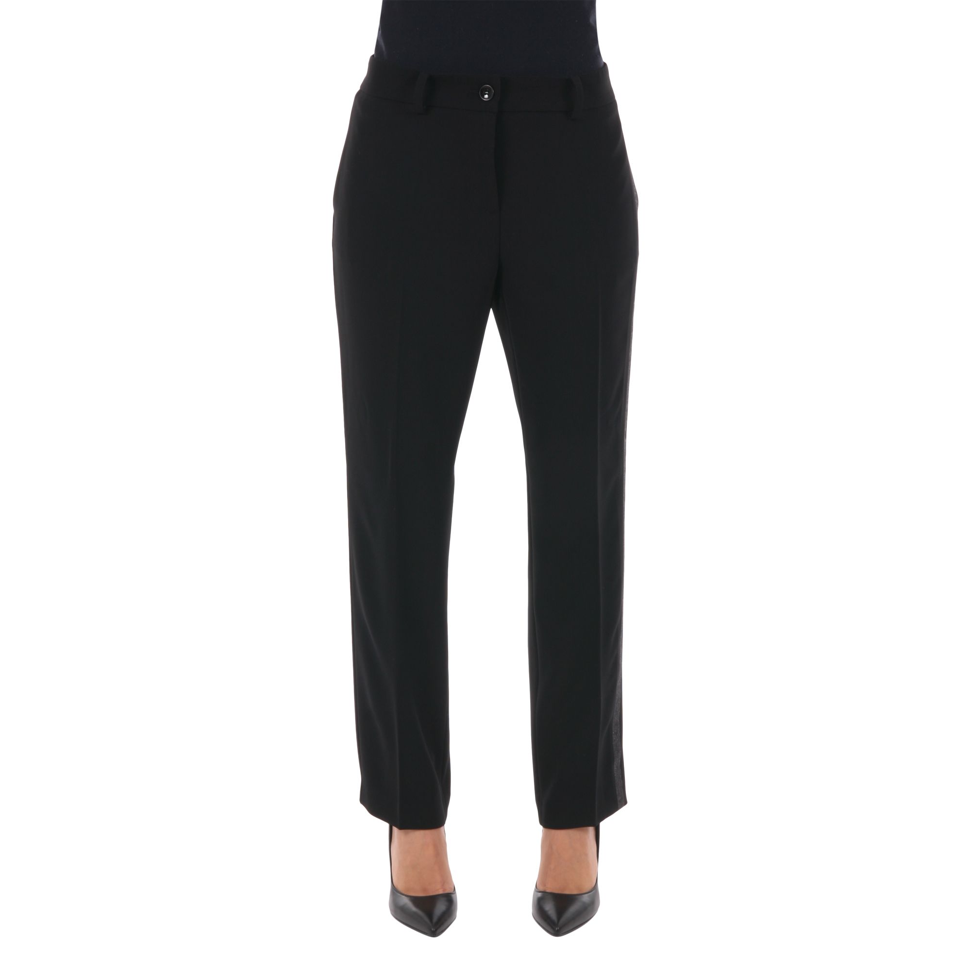 Blugirl Glitter Side Striped Crepe Trousers In Black | ModeSens