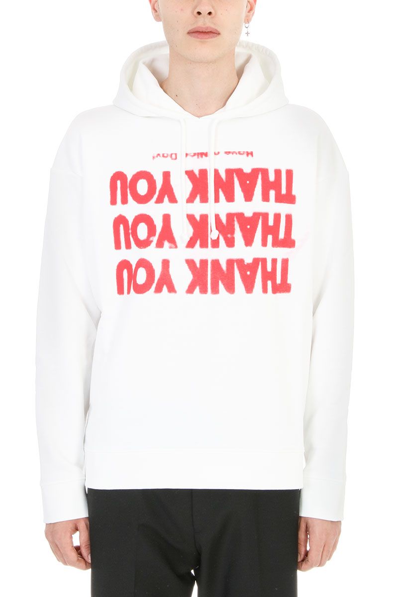 RAF SIMONS OVERSIZED PRINTED LOOPBACK COTTON-JERSEY HOODIE, WHITE ...