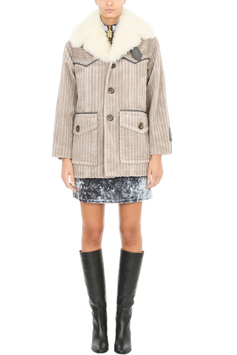 MARC JACOBS Size XS Pink Taupe Wool Graphic Short Sleeve Coat
