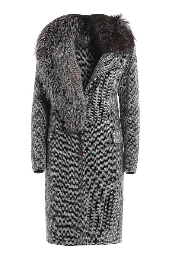 Ermanno Scervino Double-Breasted Coat With Fur In Black | ModeSens
