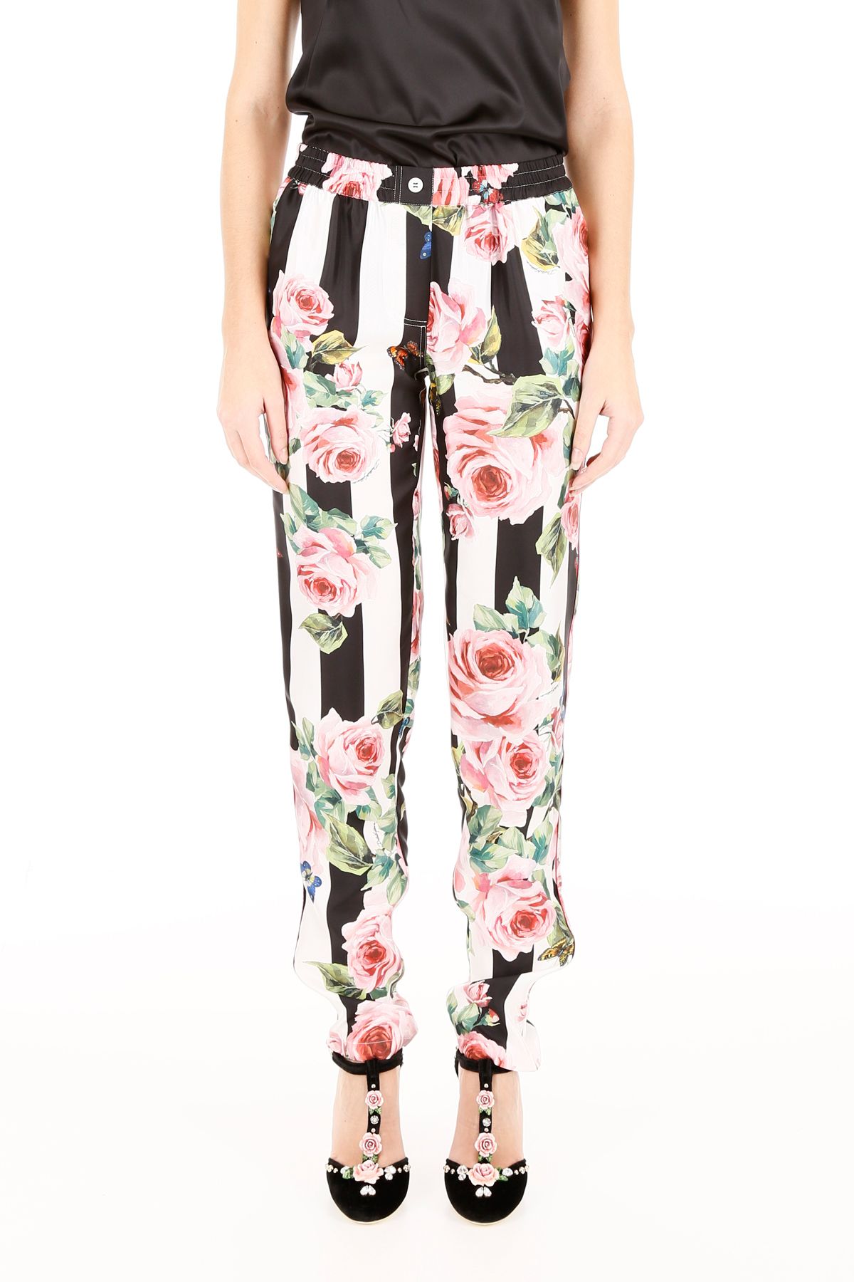 DOLCE & GABBANA Floral Print Pyjama Trousers in Rose-Righe Bco ...