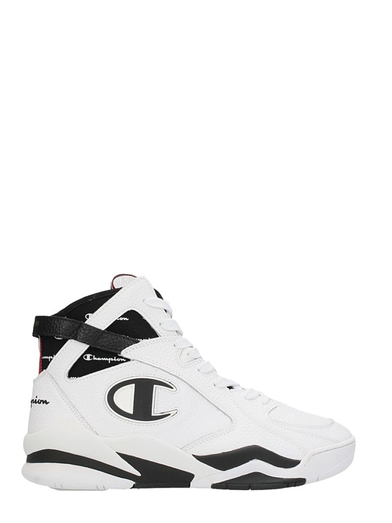 CHAMPION HIGH CUT WHITE LEATHER SNEAKERS,10572886