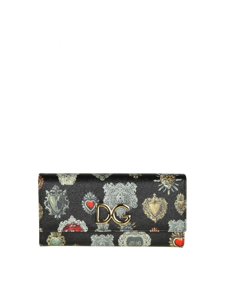 DOLCE & GABBANA LEATHER WALLET WITH SACRED HEART PRINT,10599089