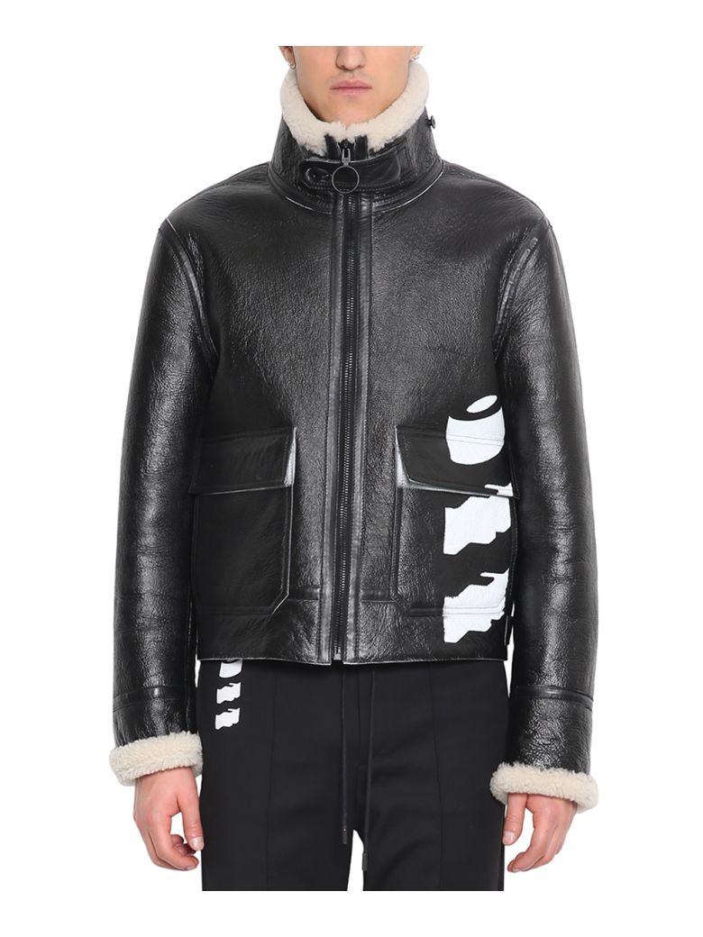 OFF-WHITE LEATHER SHEARLING JACKET,10619216