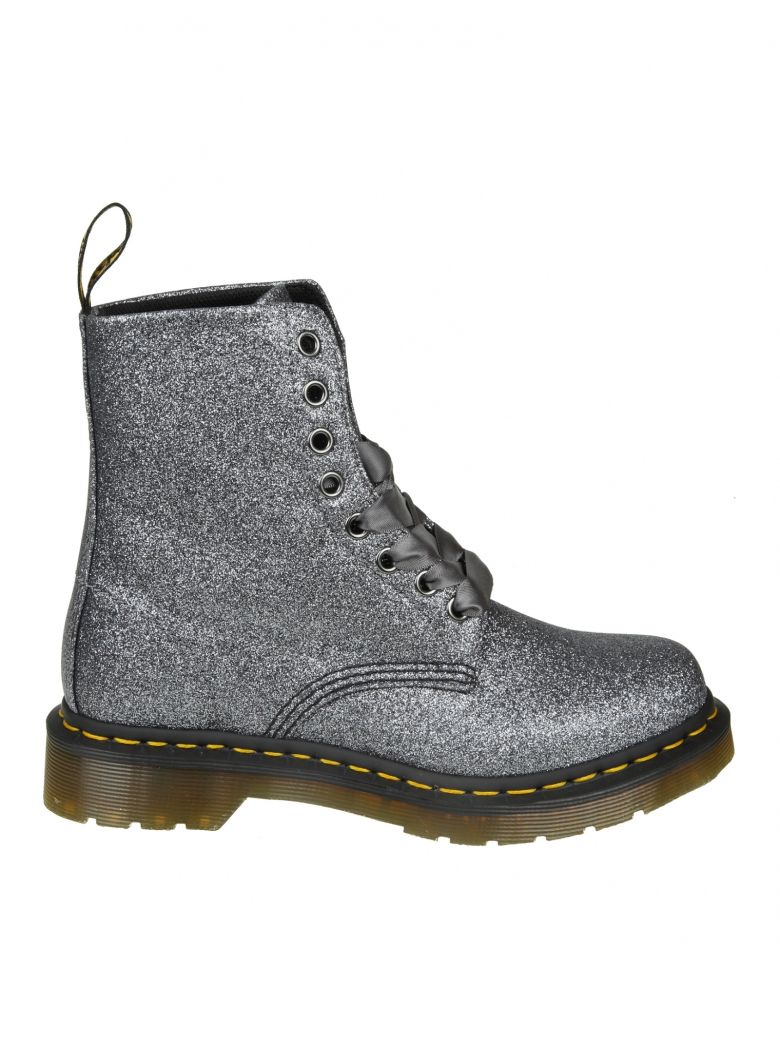 DR. MARTENS' DR. MARTENS "PASCAL" BOOTS IN GLITTERED ANTHRACITE LEATHER,10629627