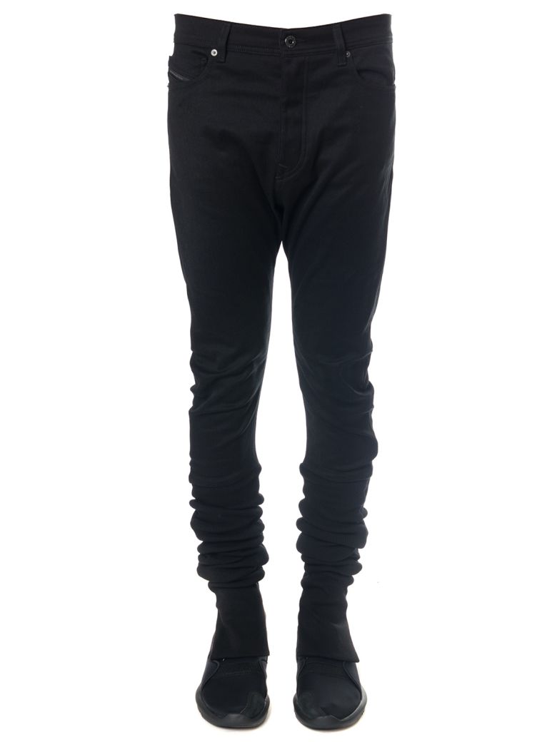 DIESEL BLACK GOLD BLACK COTTON PANTS WITH SIDES IN NYLON,10606660