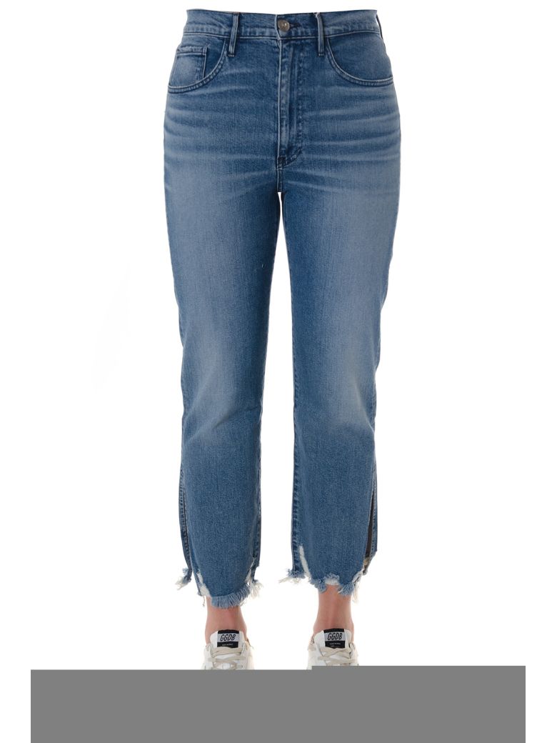 3X1 FLORIAN FRINGED CROPPED JEANS IN DENIM,10614282