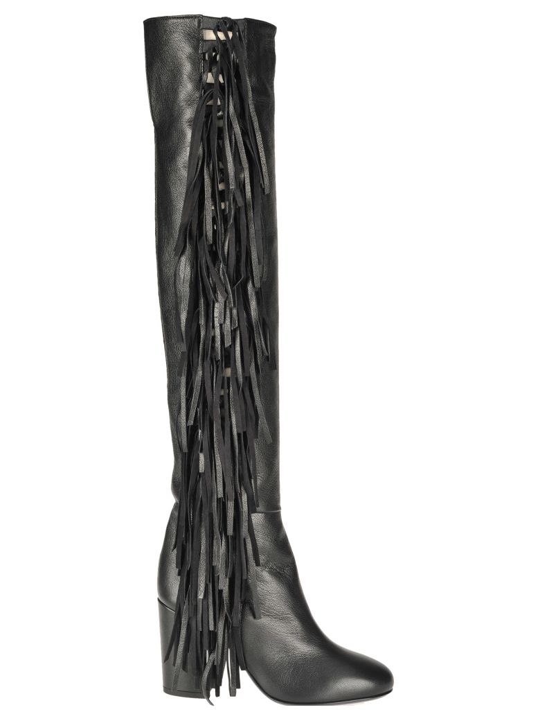 LAURENCE DACADE SYBELLE KNEE-LENGHT FRINGE BOOTS,10626991