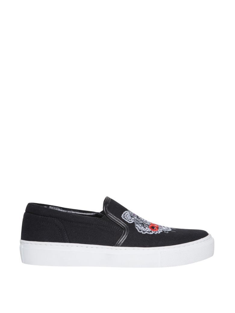 KENZO TIGER COTTON CANVAS SLIP-ON SNEAKERS,10576191