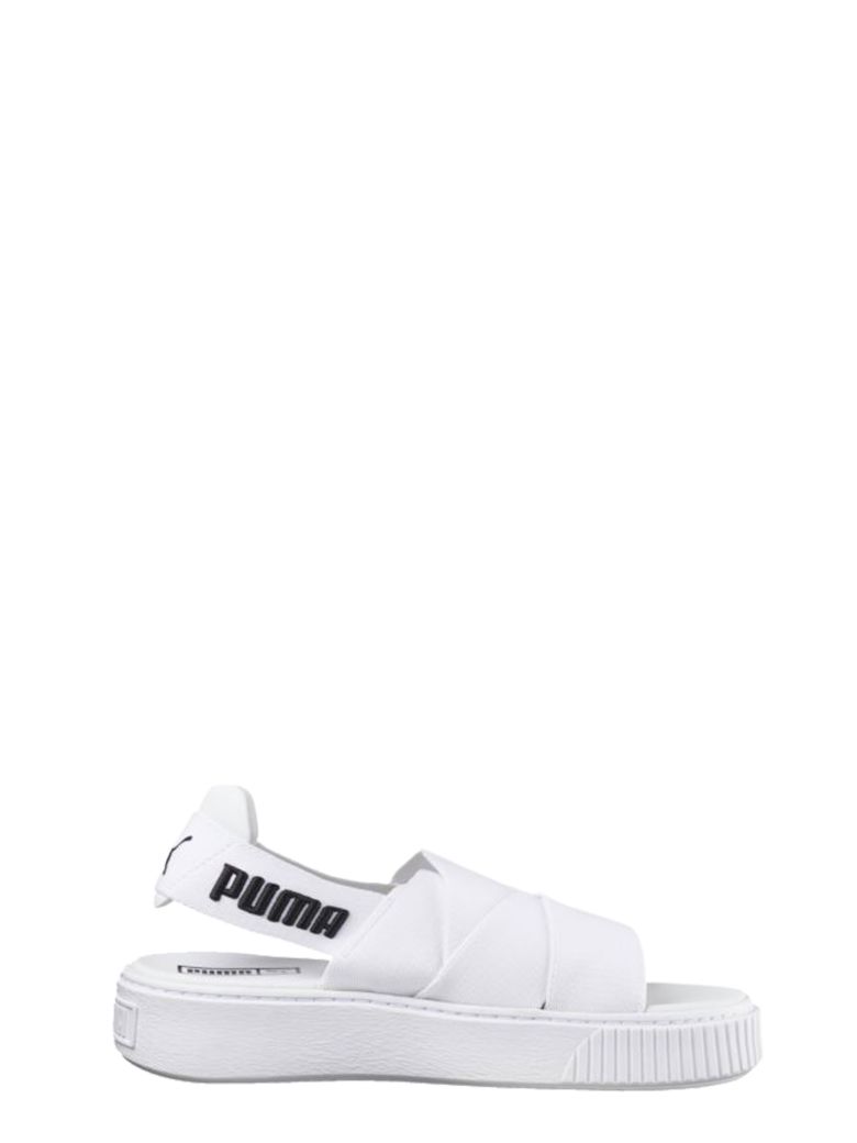 puma white platform sandals