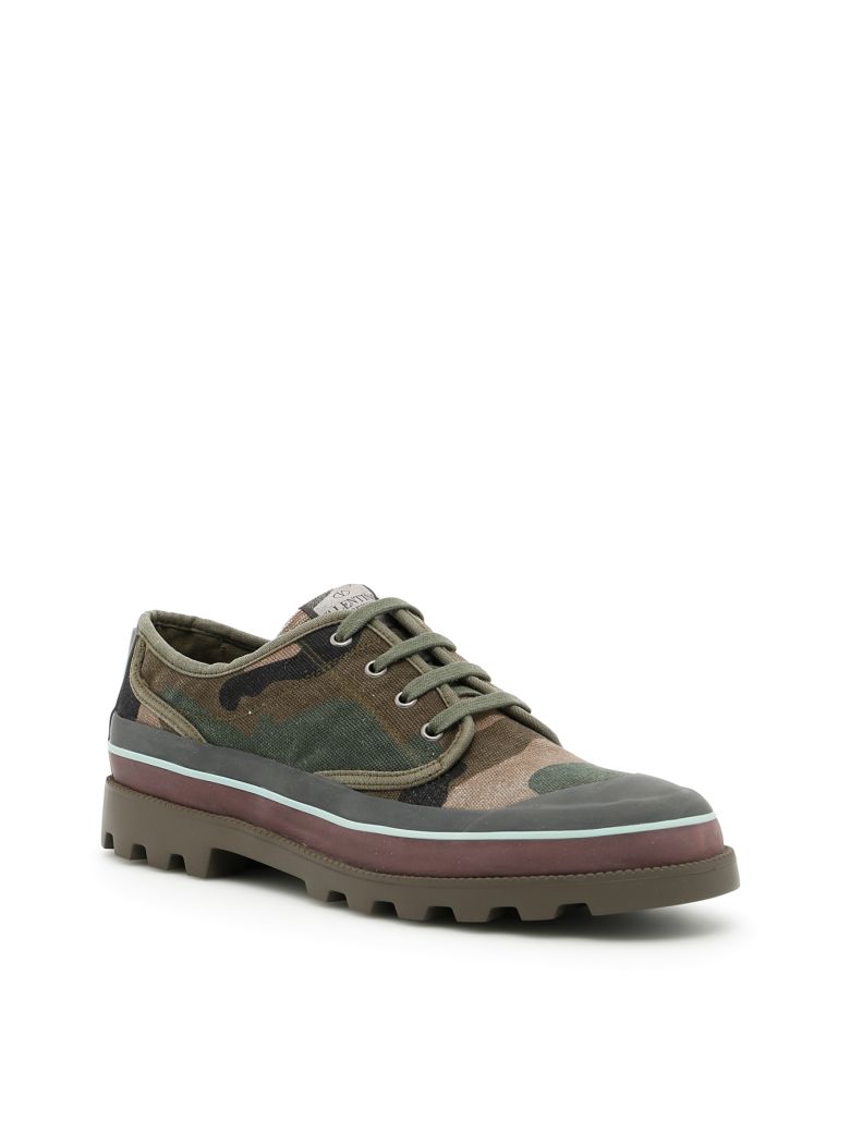 Click to view more detailed imagery on our partner's website Valentino Canvas Sneakers In A.green-brush Woodverde