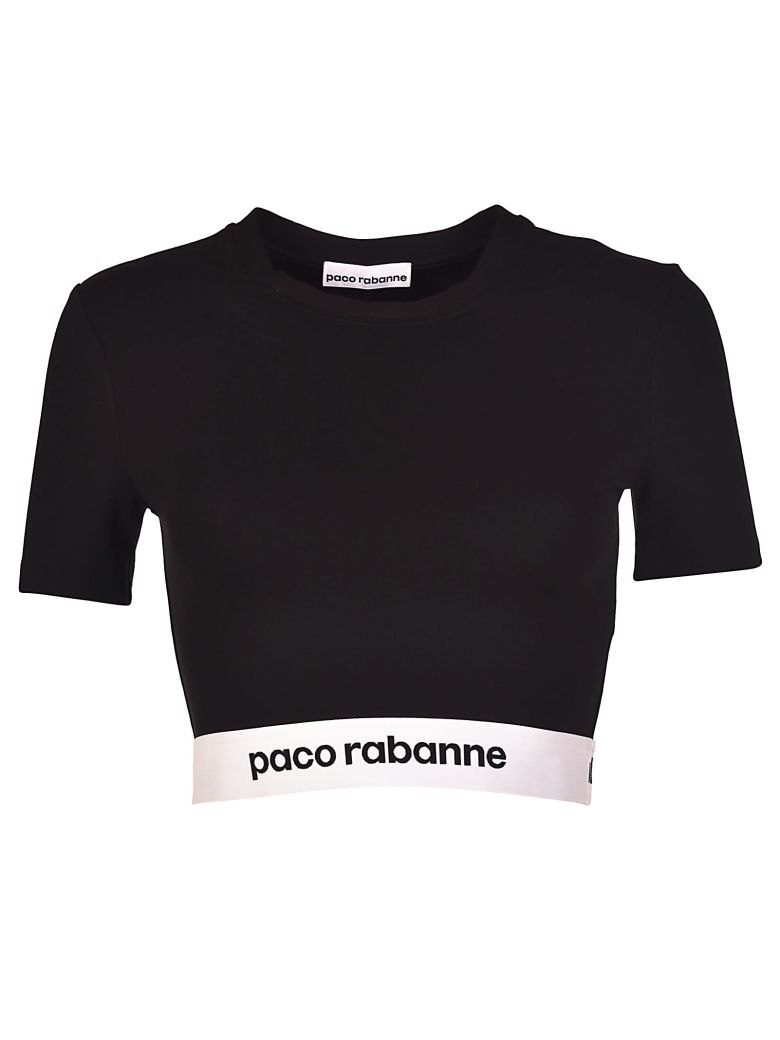 Paco Rabanne Cropped Stretch-Jersey T-Shirt In Black | ModeSens