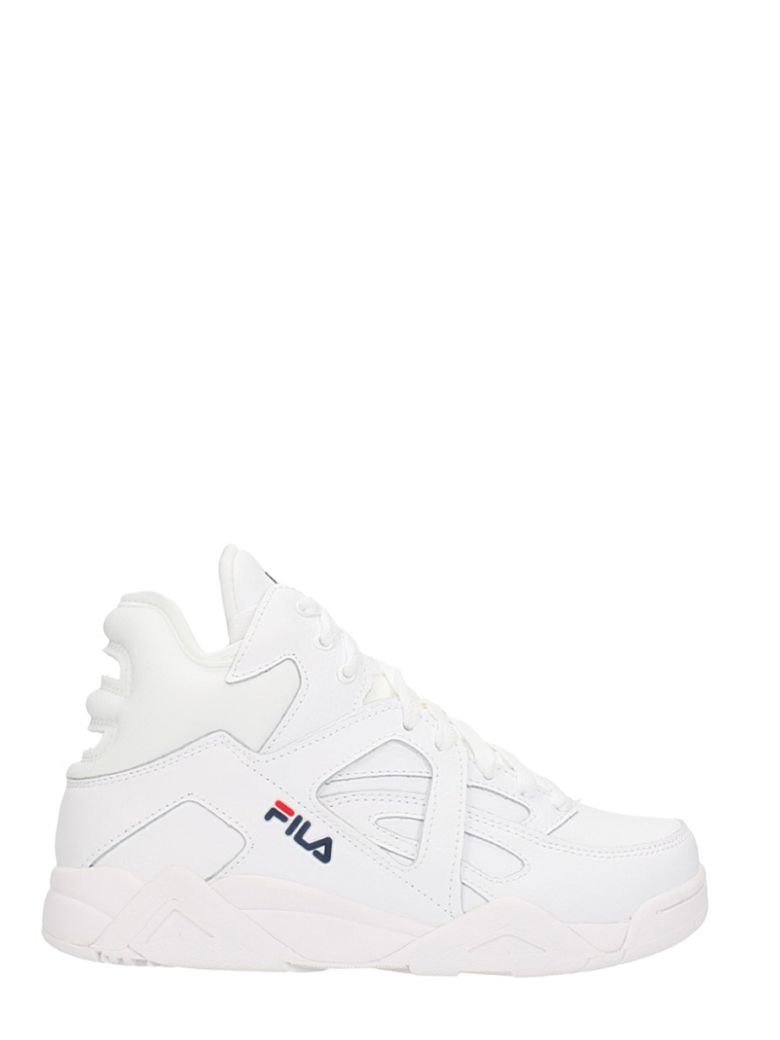 FILA WMNS CAGE MID WHITE LEATHER SNEAKERS,10597697