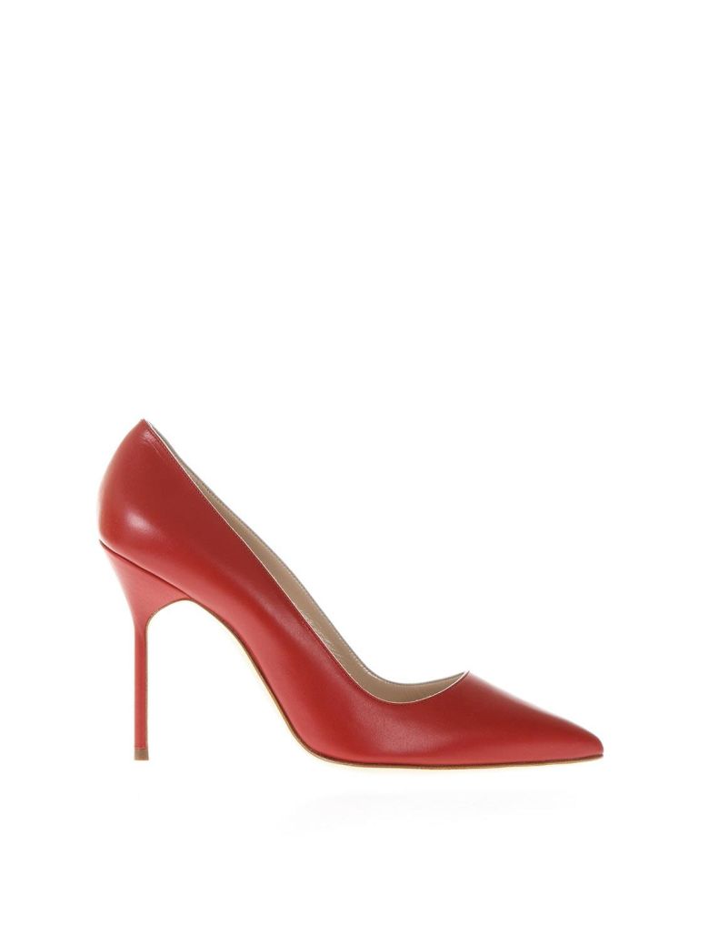 MANOLO BLAHNIK RED LEATHER BB PUMPS,10608871