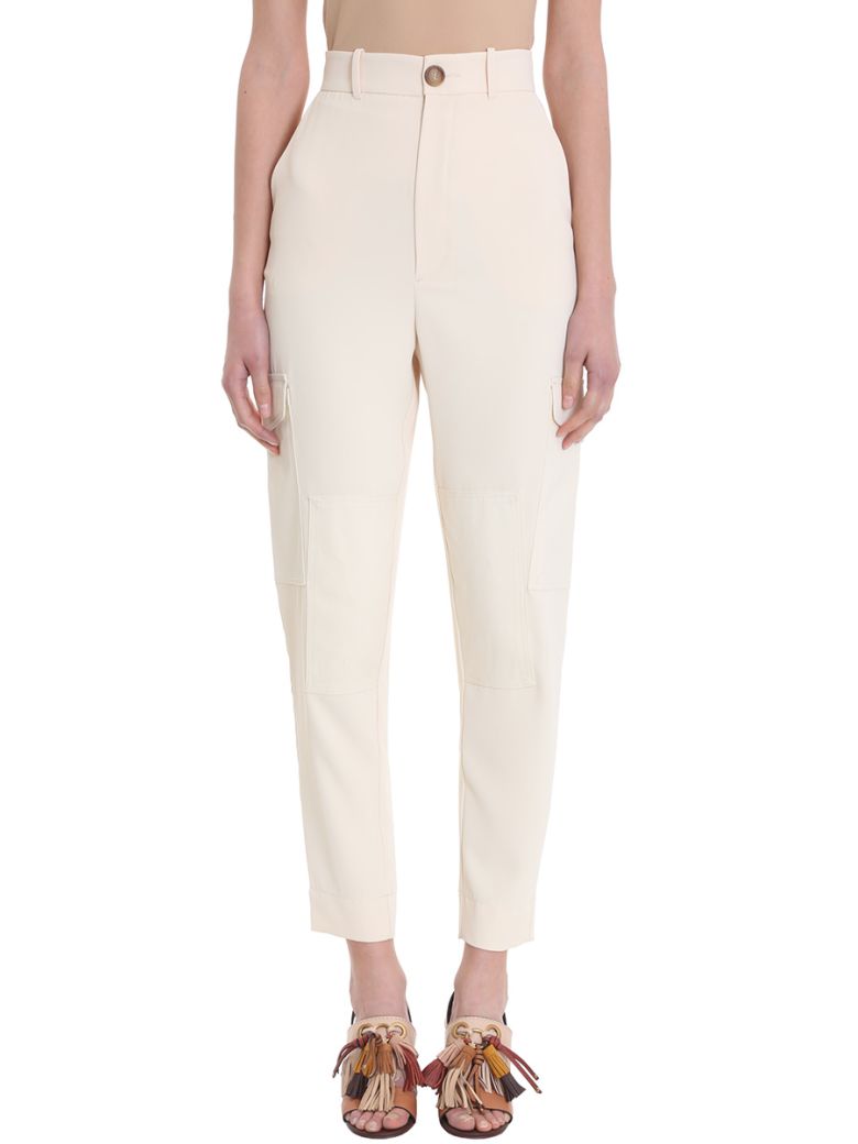 SEE BY CHLOÉ BEIGE COTTON PANTS,10587103