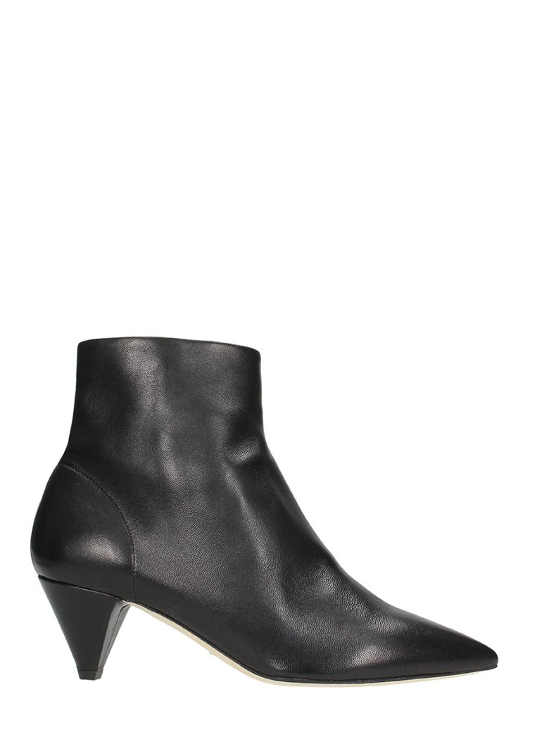 THE SELLER POINTED TOE BLACK CALF LEATHER ANKLE BOOTS,10601429