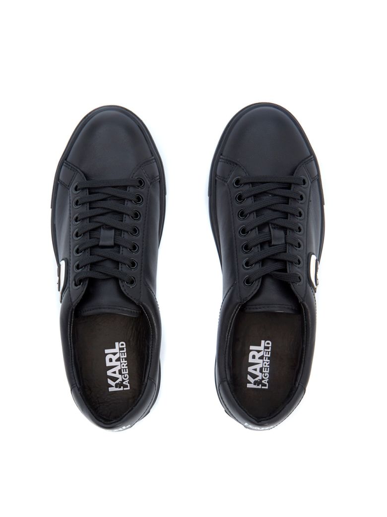 KARL LAGERFELD Black Leather Sneaker, Nero | ModeSens