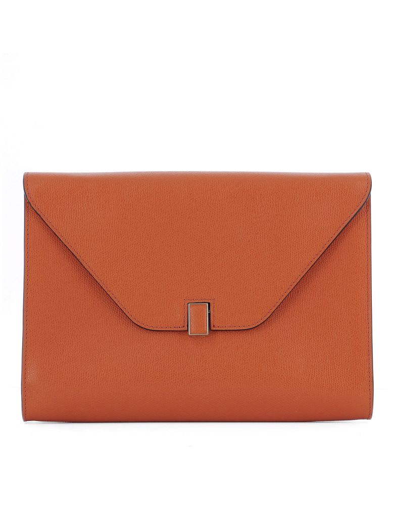 Valextra Orange Leather Pochette | ModeSens