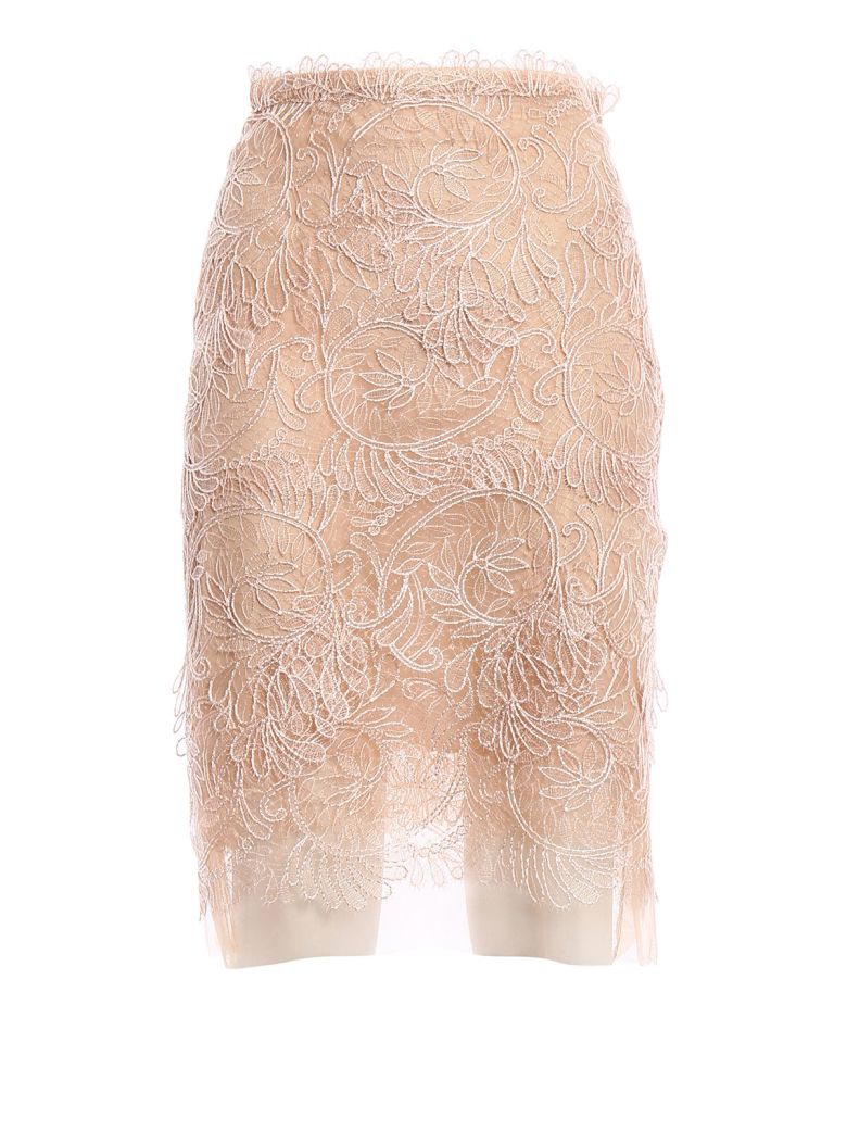 ERMANNO SCERVINO EMBROIDERED FITTED SKIRT,10577987