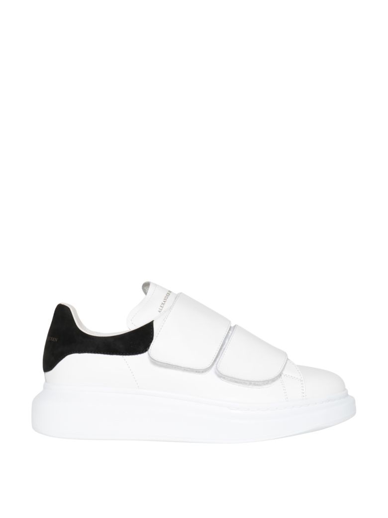 Alexander Mcqueen Leather Sneakers, White-Black | ModeSens