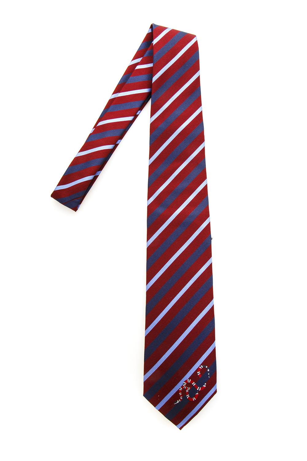 Shop Gucci Striped Kingsnake Tie Red-blue-white