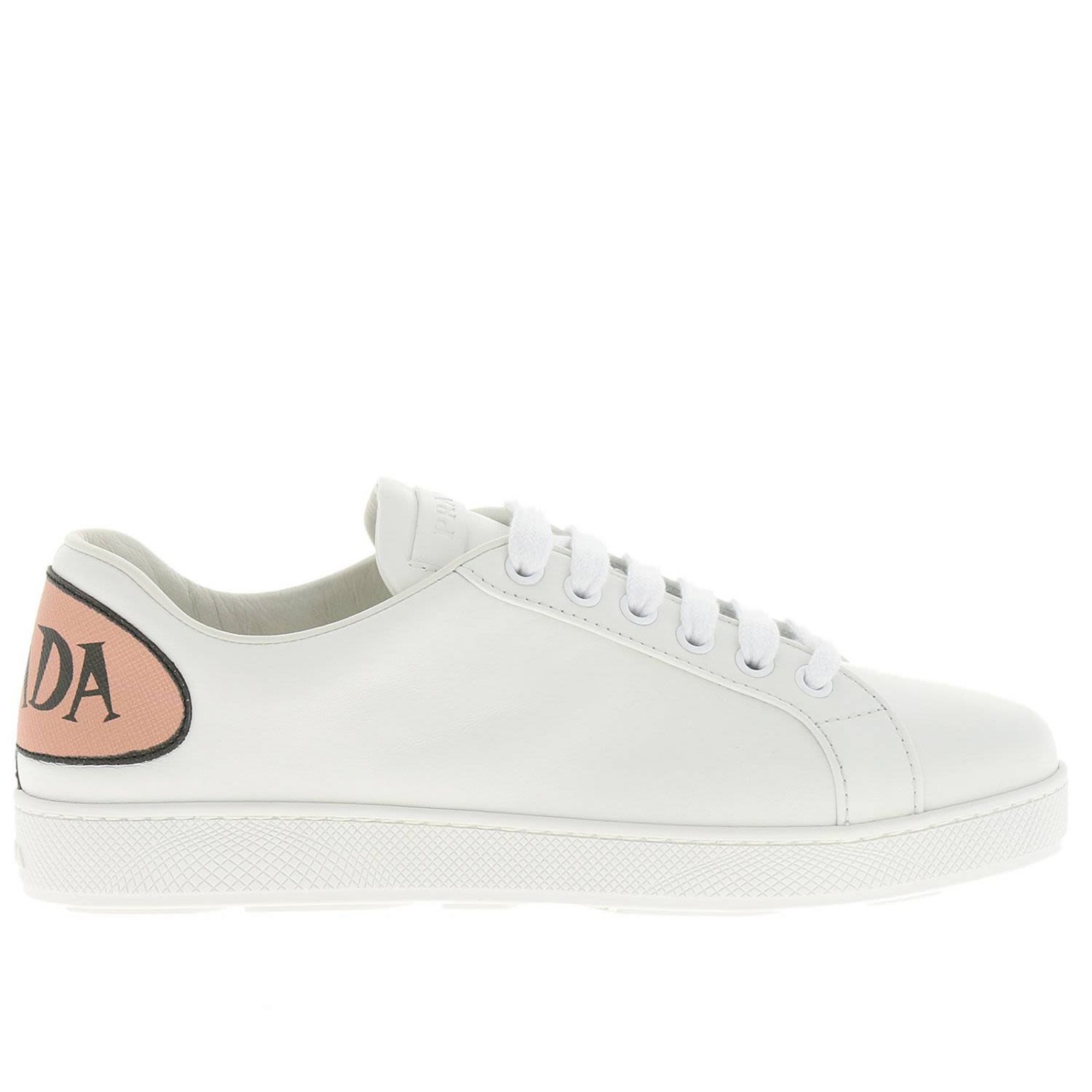 white and pink prada sneakers