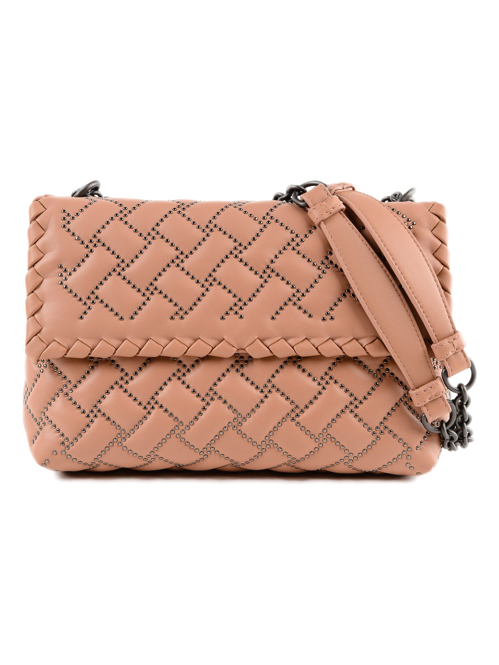 bottega veneta olimpia small microstud shoulder bag in dahlia