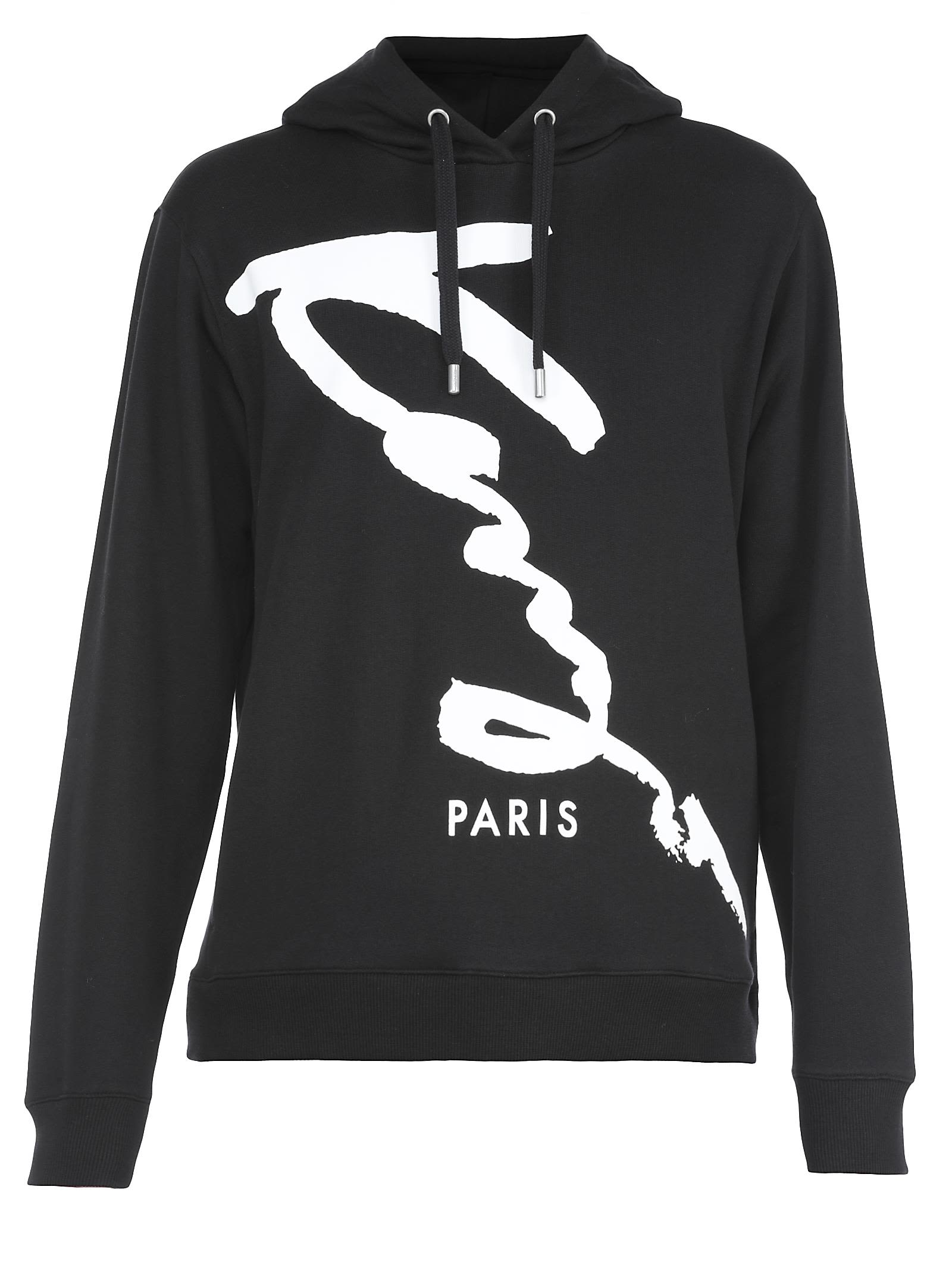 Kenzo Cursive Logo Graphic Hoodie In Black