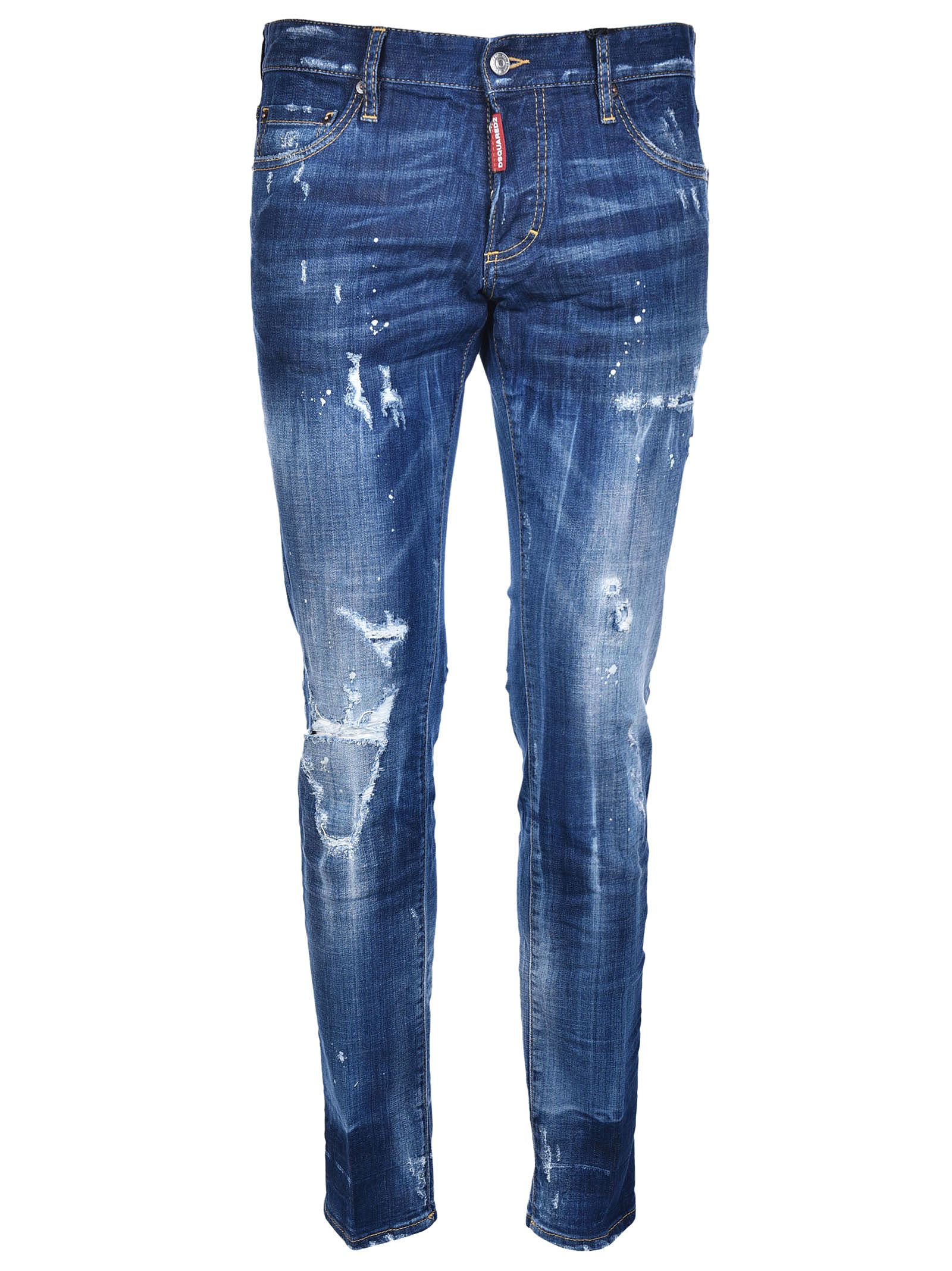 Dsquared2 Slim Distressed Stonewashed Jeans - Blue - 6224184 | italist
