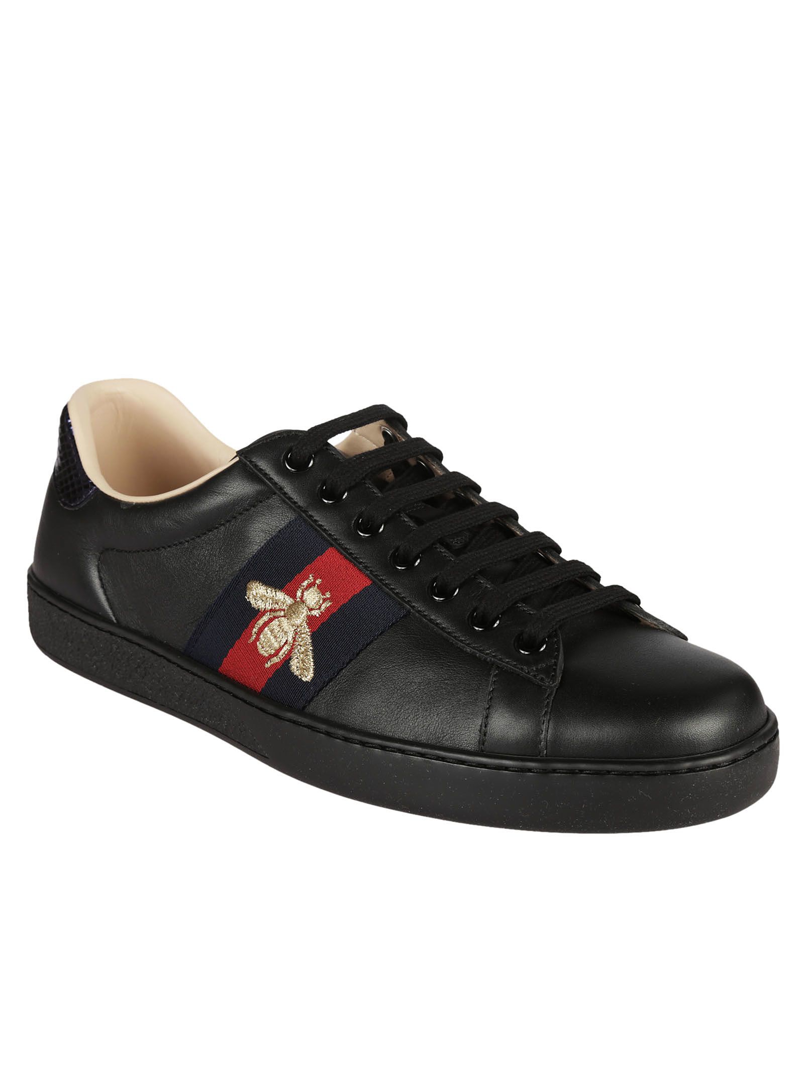 italist | Best price in the market for Gucci Gucci Ace Embroidered Low-Top Sneakers - Black ...
