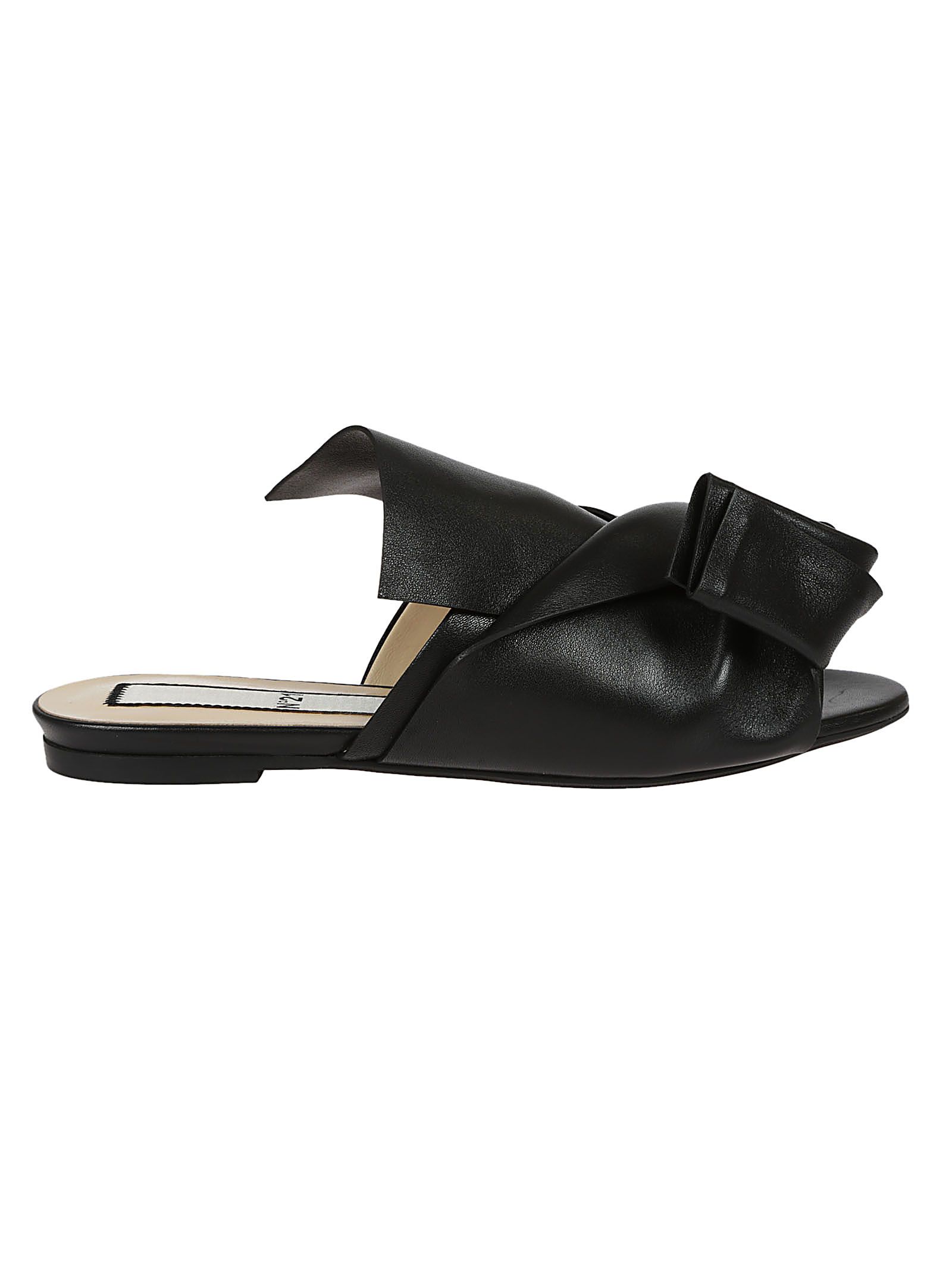 N.21 - N21 Flat Bow Slippers - Black, Women's Flat Shoes | Italist