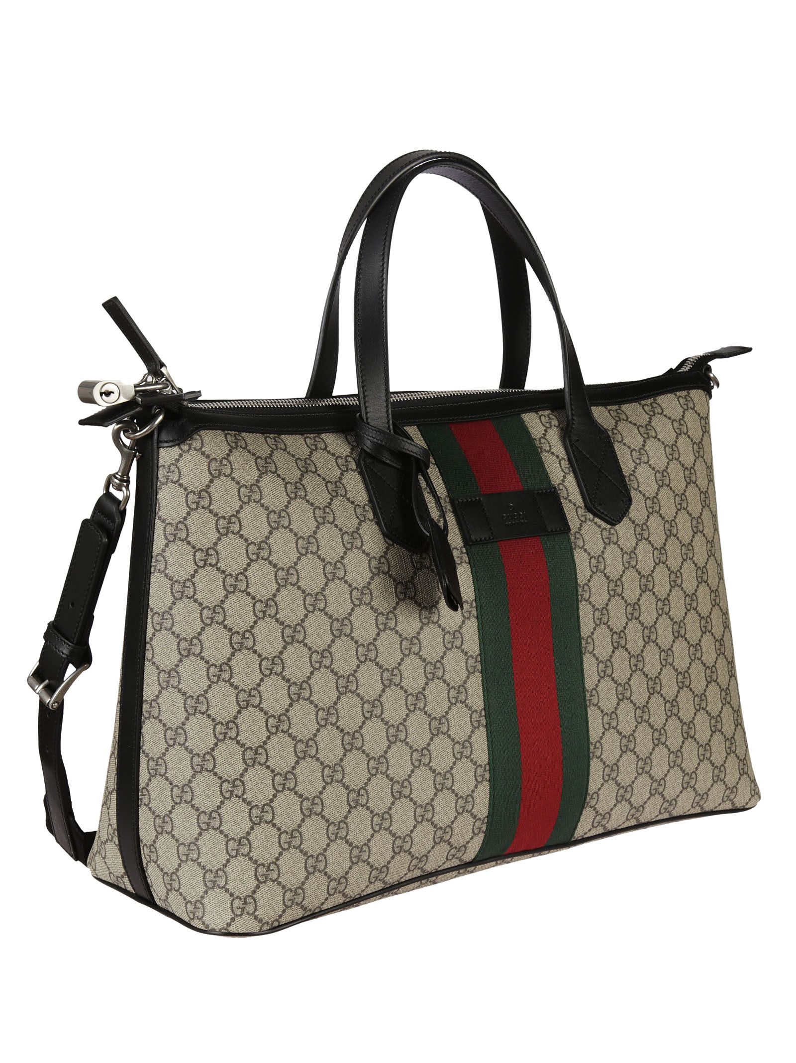 Gucci - Gucci Web GG Supreme Shoulder Bag - Beige, Women&#39;s Shoulder Bags | Italist