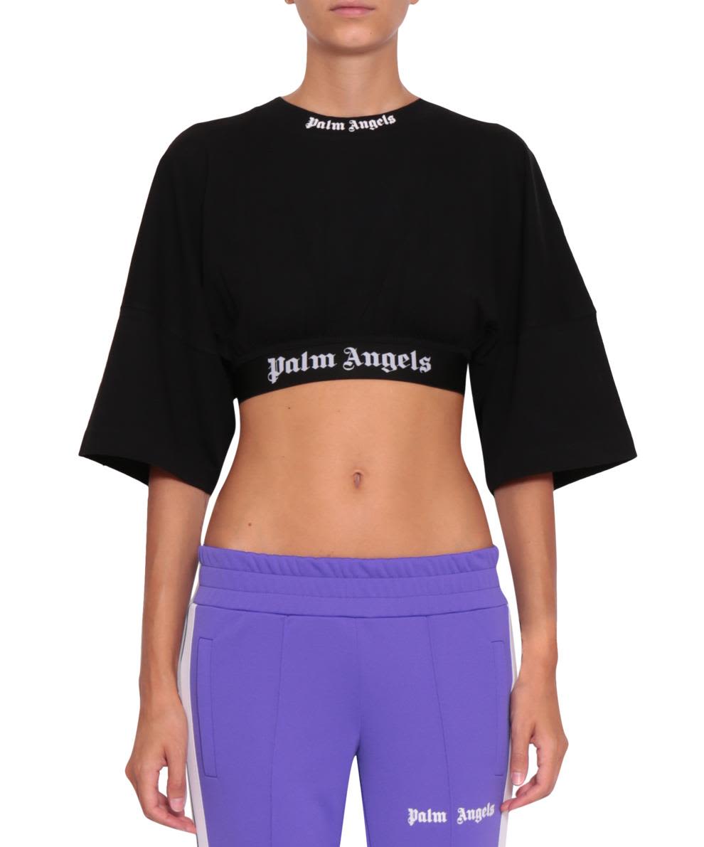 Palm Angels Logo Cropped Top - NERO - 10686402 | italist