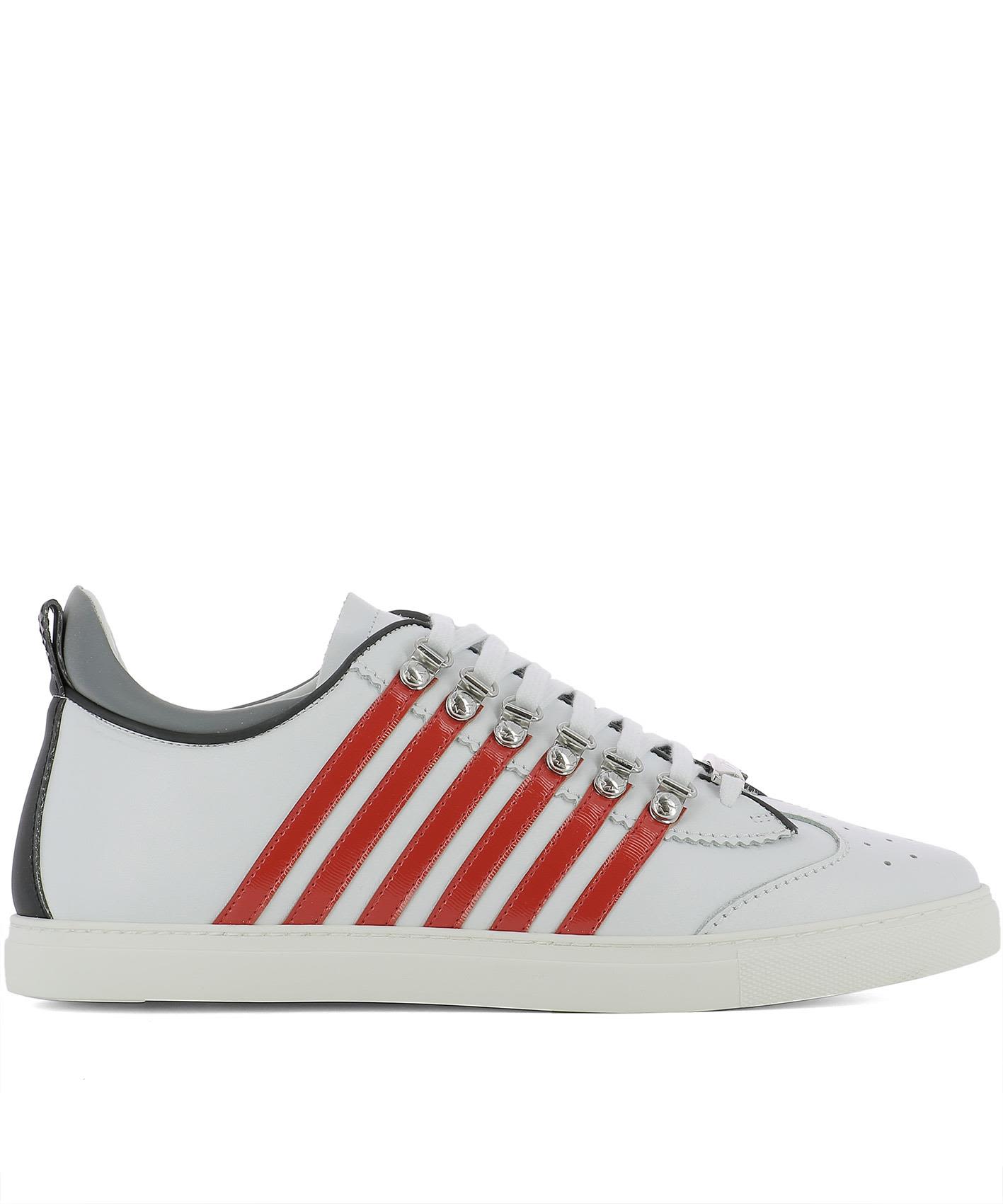 DSQUARED2 WHITE LEATHER SNEAKERS,10610089