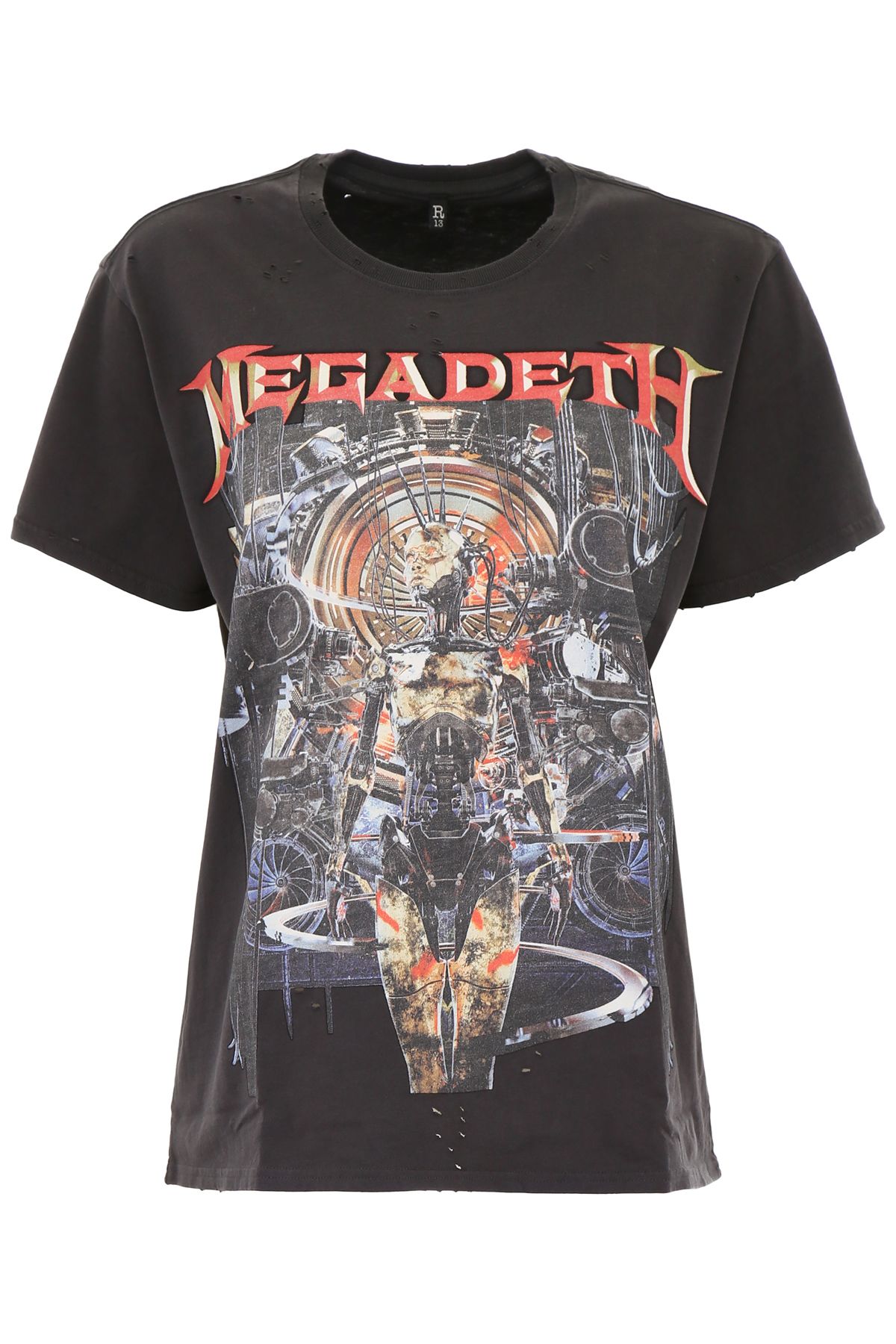 megadeth print t-shirt in skull biker black|nero