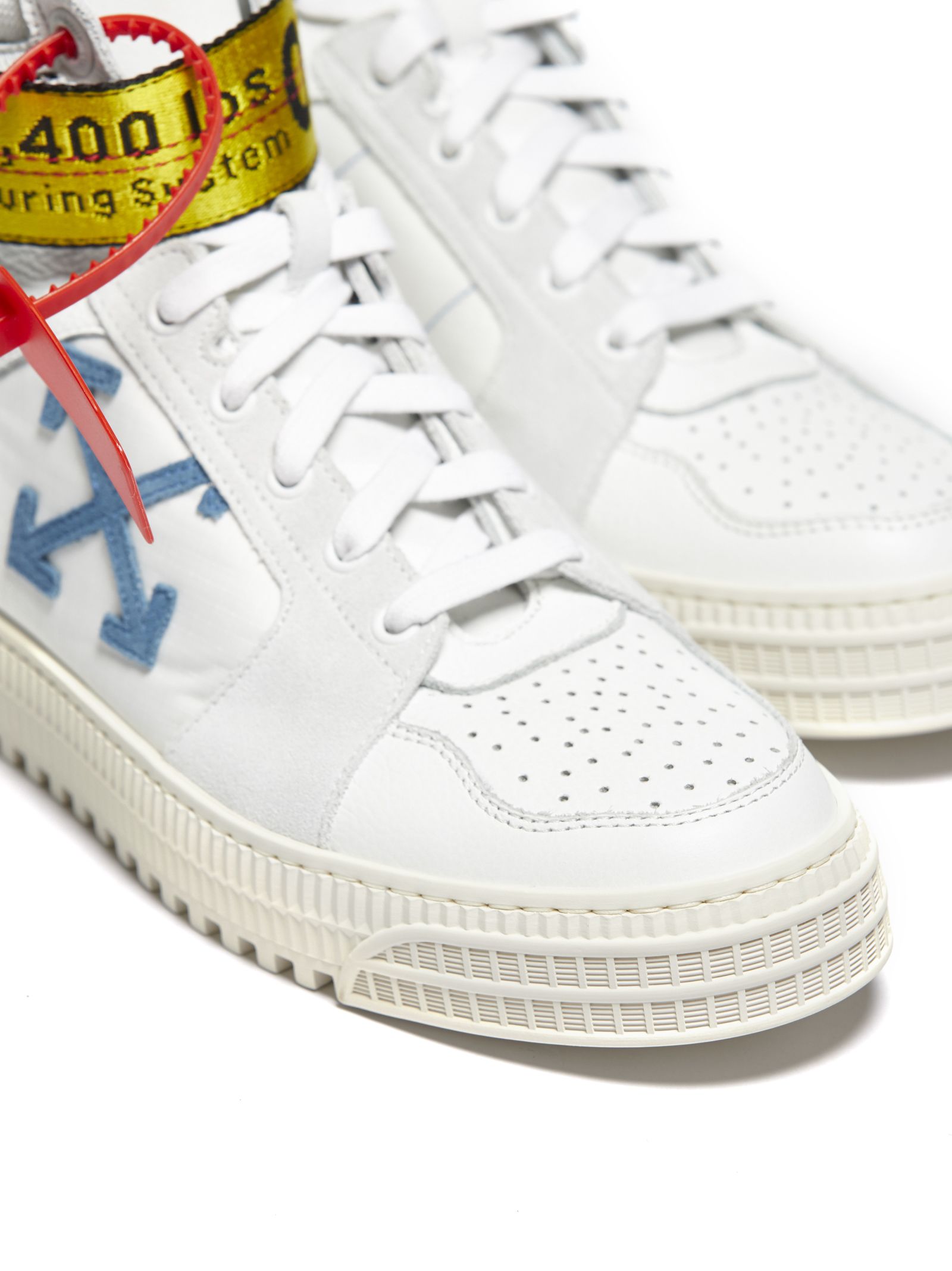 italist | Best price in the market for Off-White Off-white Logo Hi-top Sneakers - Bianco blu ...