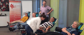 Employees donate blood again
