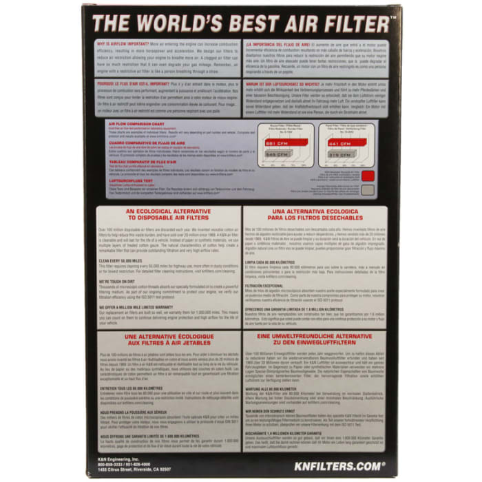 Kn air filter Filtración de reemplazo de alto caudal 33-2065