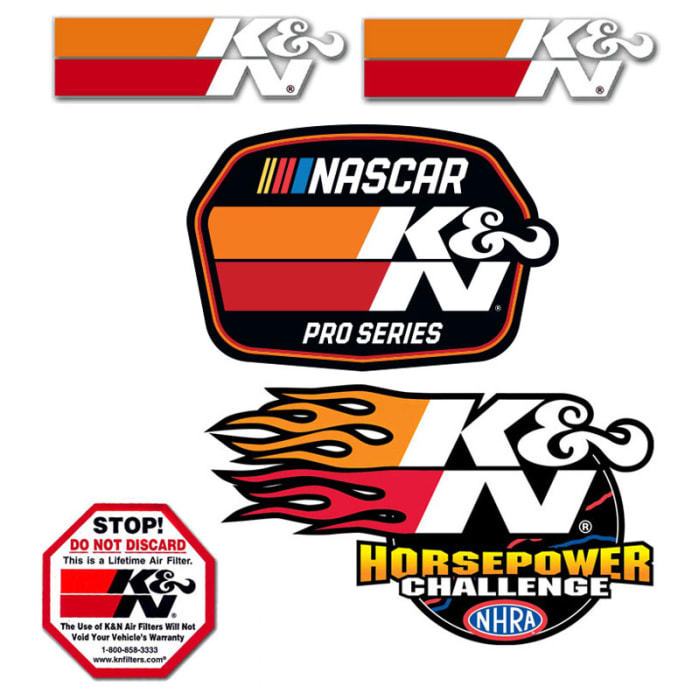 K&N filters contingency Nascar drag racing decal sticker lot New pair 8" inch