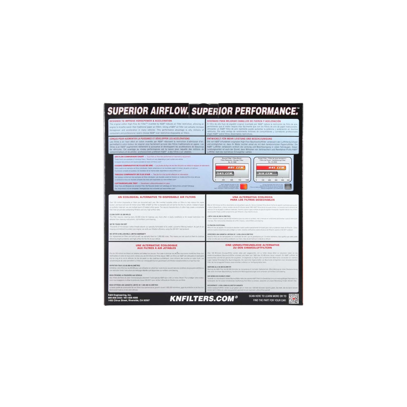 K/&N Filters E-3650 Hi-Flow Air Intake Filter