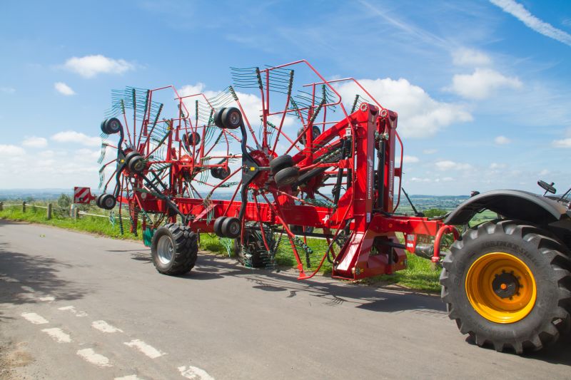 Four Rotor Rakes - Kverneland 97150 C, folded and compact during transportation and storage