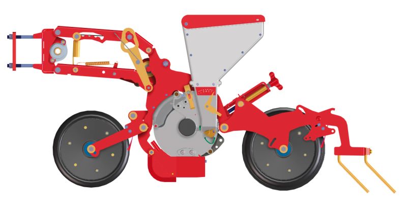 Kverneland Miniair Nova, seeding heart, sowing unit, frame and seed coulters