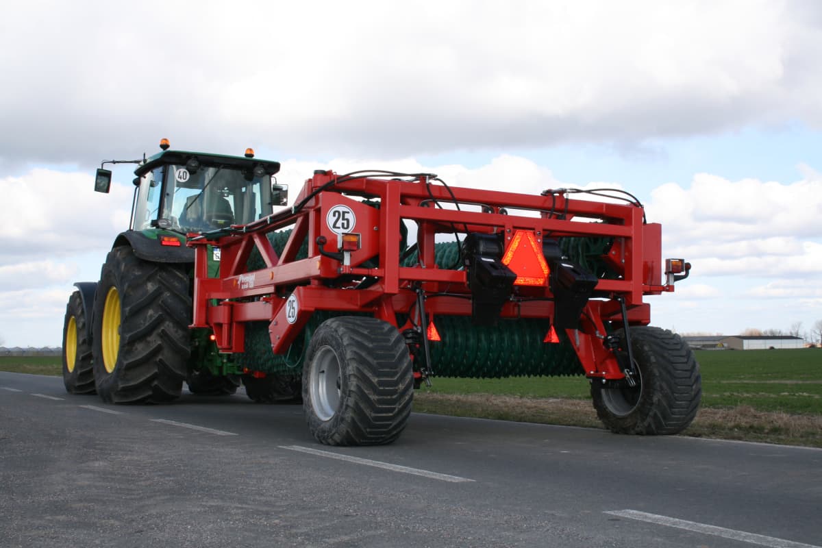 Rollers - Actiroll-Classic-Actiroll-and-Actiroll-HD-HDC-Rollers dragged by tractor on road folded safe and efficient transportation