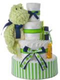 Mellow Yellow Frog Neutral Diaper Cake by Lil' Baby Cakes