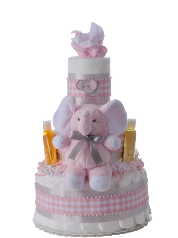 Lil' Pink Elephant 3 Tier Diaper Cake