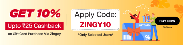 Get 10 Upto Rs 25 Cashback on Gift Card Purchased Via Zingoy