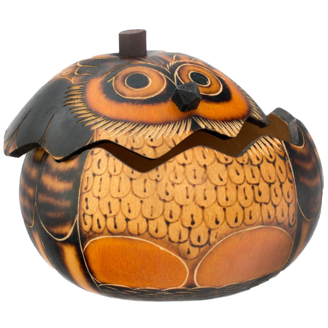 Fair Trade Owl Medium Carved Gourd Box by Lucuma Designs