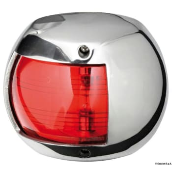 Compact 12 Navigation Lights Made of Mirror-Polished AISI316 Stainless Steel - 112,5u00b0 left red